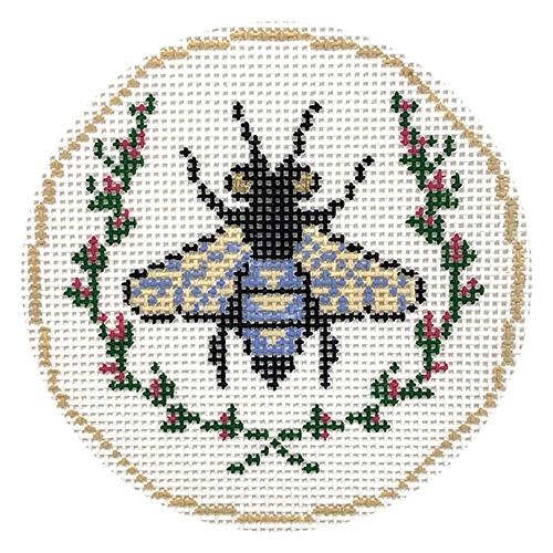 Navy Bee Insert Painted Canvas Anne Fisher Needlepoint LLC  - 1