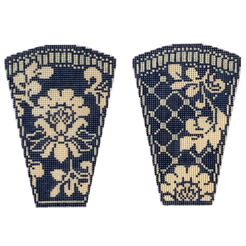 Navy Damask Scissor Case Painted Canvas Whimsy & Grace - 1