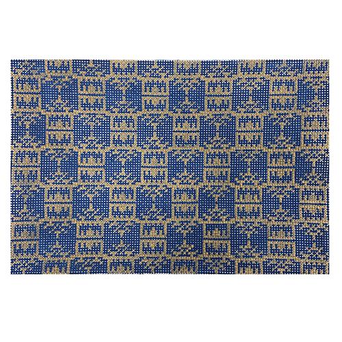 Navy & Gold Pagoda Print Clutch Painted Canvas Anne Fisher Needlepoint LLC 