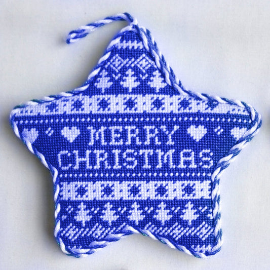 Navy Nordic Star Merry Xmas Painted Canvas Kirk & Bradley 