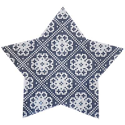 Navy Nordic Star Trellis Painted Canvas Kirk & Bradley 
