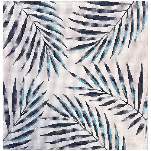 Navy Palm on Pink Painted Canvas Alice Peterson Company 