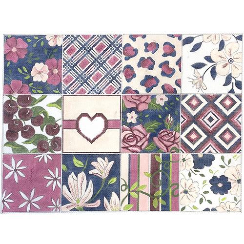 Navy & Pink Collage Painted Canvas Alice Peterson Company  - 1