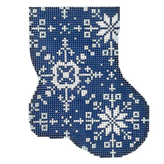 Navy Snowflake Mini Sock Painted Canvas Associated Talents 