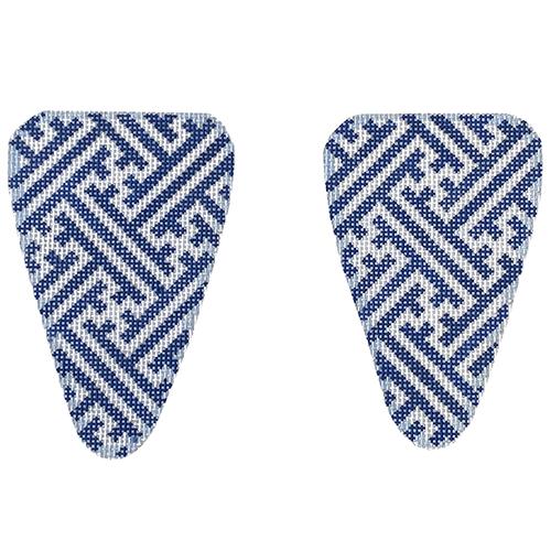 Navy & White Fretwork Scissor Case Painted Canvas Two Sisters Needlepoint 
