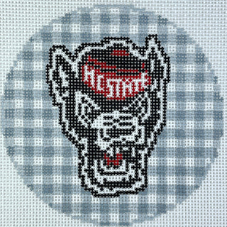NC State Gingham Round Painted Canvas Wipstitch Needleworks 
