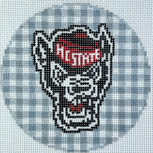 NC State Gingham Round Painted Canvas Wipstitch Needleworks 