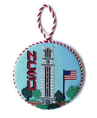 NCSU Bell Tower Round Painted Canvas Kathy Schenkel Designs 
