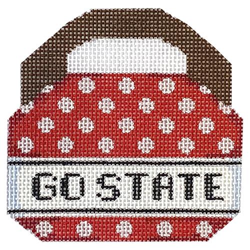 NCSU Go State Dotted Mini Bermuda Bag Painted Canvas Two Sisters Needlepoint 