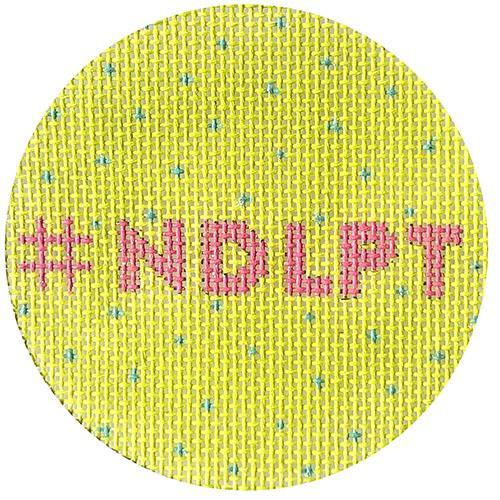 #NDLPT 3" Round Pink on Lime & Turquoise Painted Canvas Kate Dickerson Needlepoint Collections 
