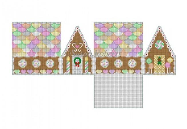 Neccos & Candy Heart Gingerbread House Painted Canvas Susan Roberts Needlepoint Designs Inc.  - 1