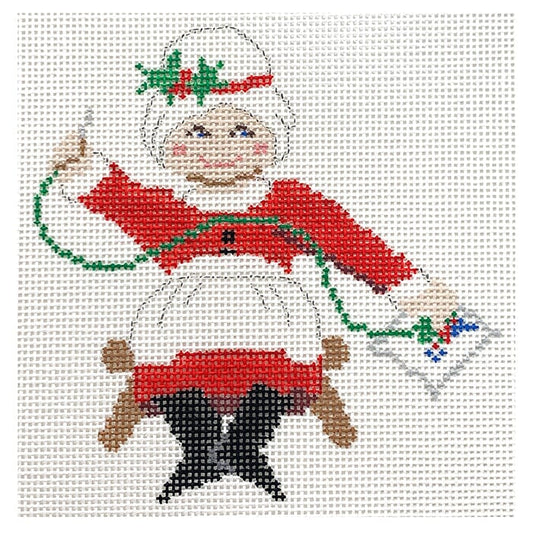 Needlepointing Mrs. Claus - Hobby Santas Painted Canvas Atlantic Blue Canvas 