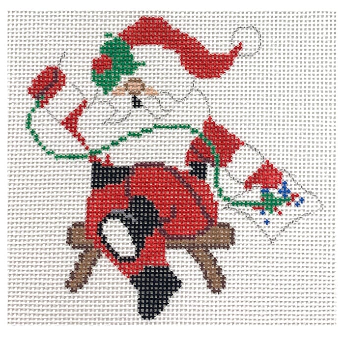 Needlepointing Santa - Hobby Santas Painted Canvas Atlantic Blue Canvas 