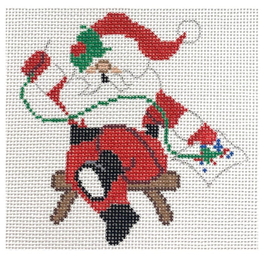 Needlepointing Santa - Hobby Santas Painted Canvas Atlantic Blue Canvas 