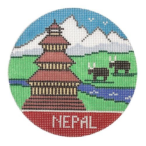 Nepal Round Painted Canvas Doolittle Stitchery  - 1