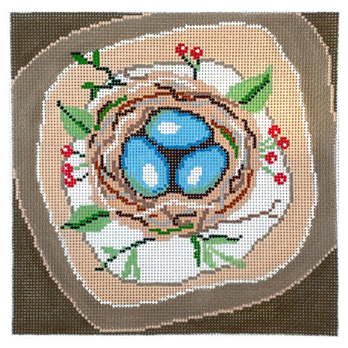 Nesting Eggs Pillow Painted Canvas Doolittle Stitchery  - 1