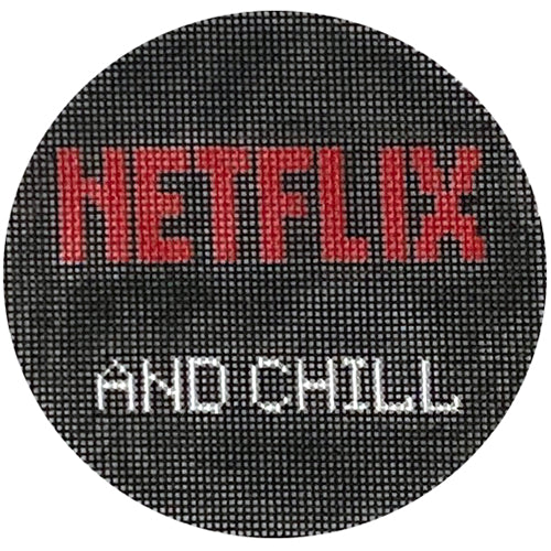 Netflix and Chill Painted Canvas SilverStitch Needlepoint 