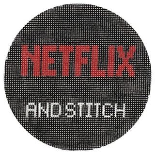 Netflix and Stitch Round Painted Canvas SilverStitch Needlepoint 
