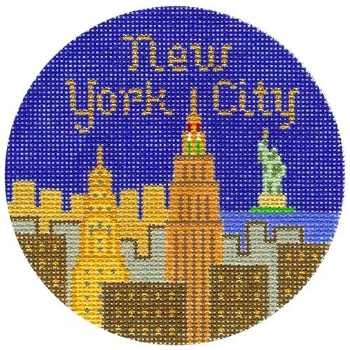 New York City Ornament Painted Canvas Silver Needle 