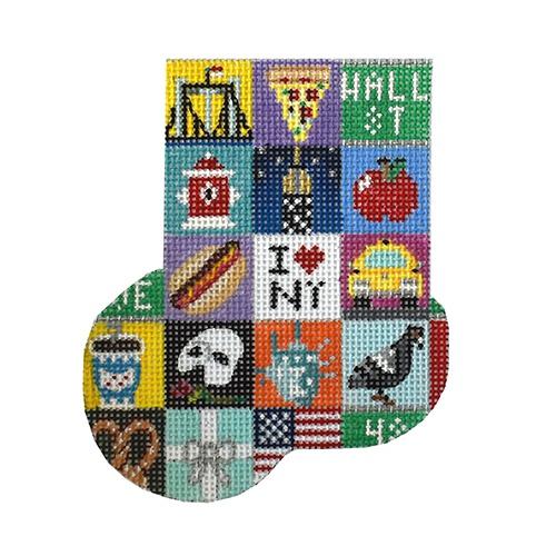 New York Mini Stocking Painted Canvas a. bradley  - 1