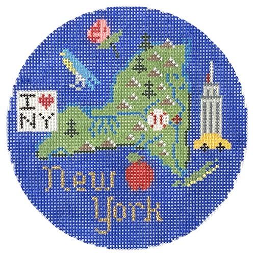 New York Ornament Painted Canvas Silver Needle 