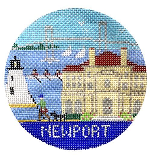 Newport Round Painted Canvas Doolittle Stitchery  - 1