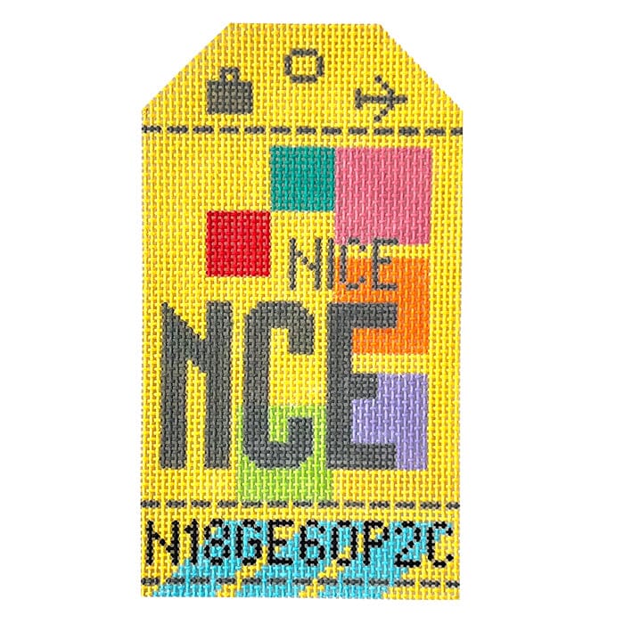 Nice NCE Travel Tag Painted Canvas Hedgehog Needlepoint  - 1