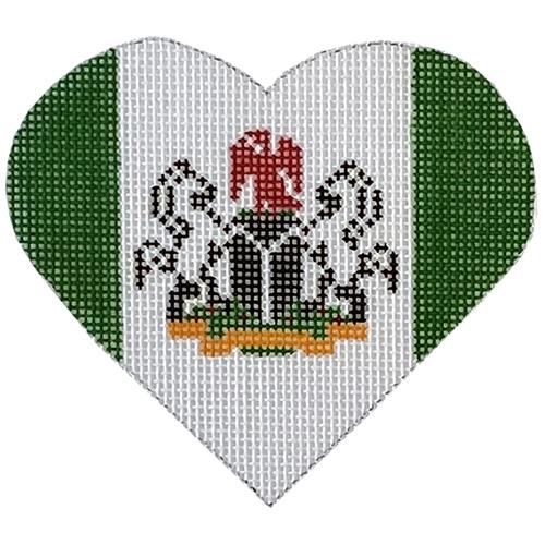 Nigerian Flag Heart Painted Canvas Pepperberry Designs  - 1
