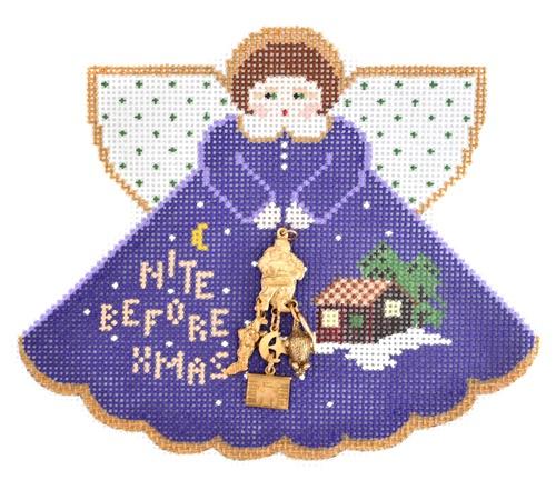 Night Before Christmas Angel with Stitch Guide Painted Canvas Painted Pony Designs  - 1