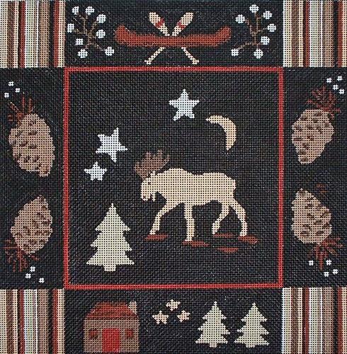 Night Moose Painted Canvas CBK Needlepoint Collections  - 1
