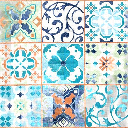 Nine Square Geometric Painted Canvas Alice Peterson Company  - 1