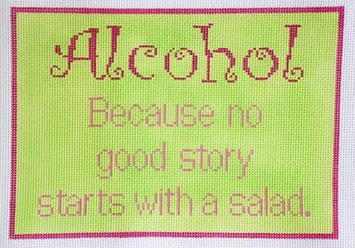 No Good Story Starts With a Salad Painted Canvas CBK Needlepoint Collections 