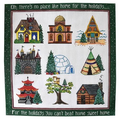 No Place Like Home with Border Painted Canvas Patti Mann  - 1