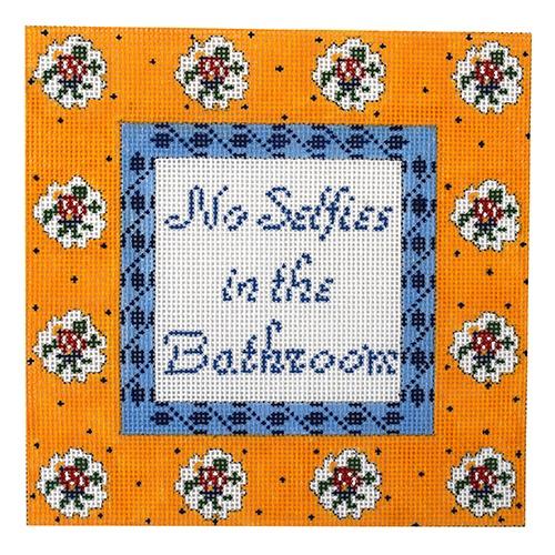 No Selfies in the Bathroom Painted Canvas Cooper Oaks Design 