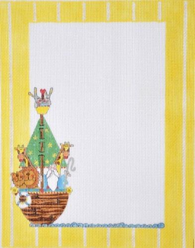 Noah Ark Birth Announcement Painted Canvas Danji Designs  - 1