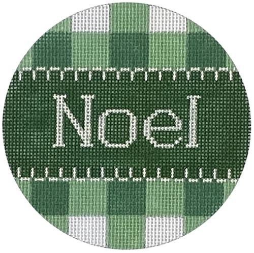 Noel Green Gingham Round Painted Canvas Alice Peterson Company  - 1