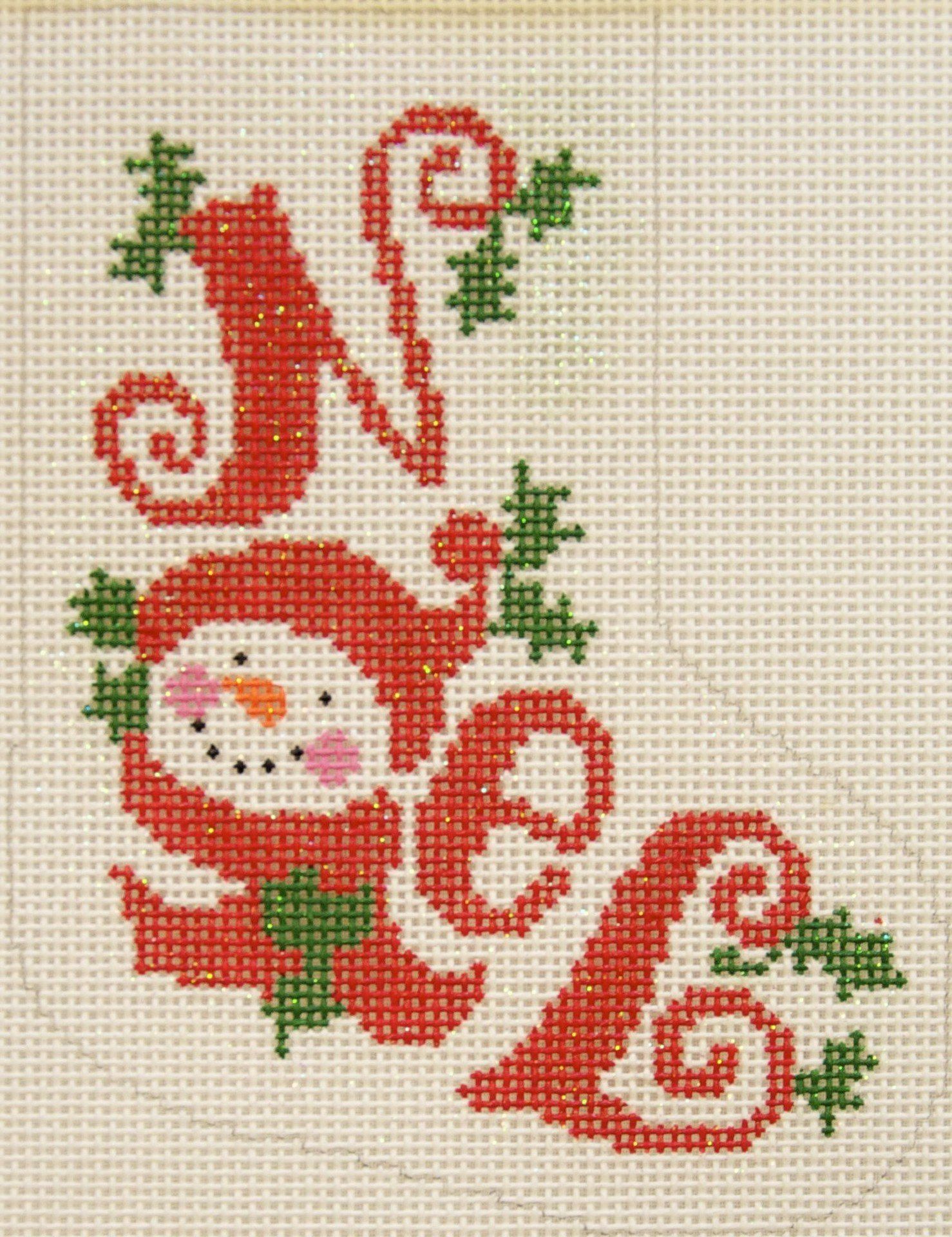 Noel Mini Stocking Painted Canvas Lee's Needle Art Inc.  - 1
