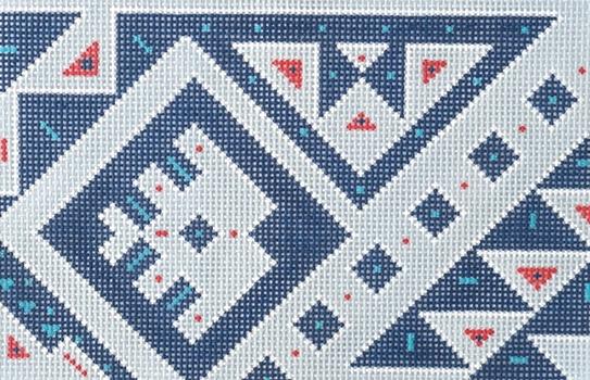 Nomadic Geometric Painted Canvas Pewter & Pine  - 1