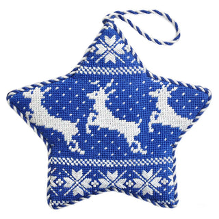 Nordic Reindeer Xmas Star Navy Painted Canvas Kirk & Bradley 
