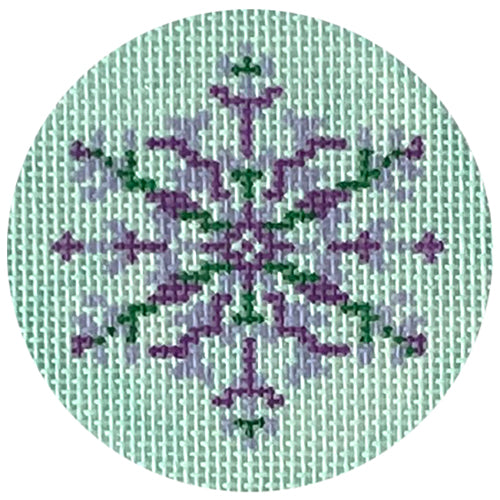 Nordic Snowflake - Purple/Aqua Painted Canvas Blue Ridge Stitchery 