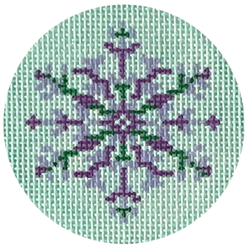 Nordic Snowflake   Purple/Aqua Painted Canvas Blue Ridge Stitchery  - 1