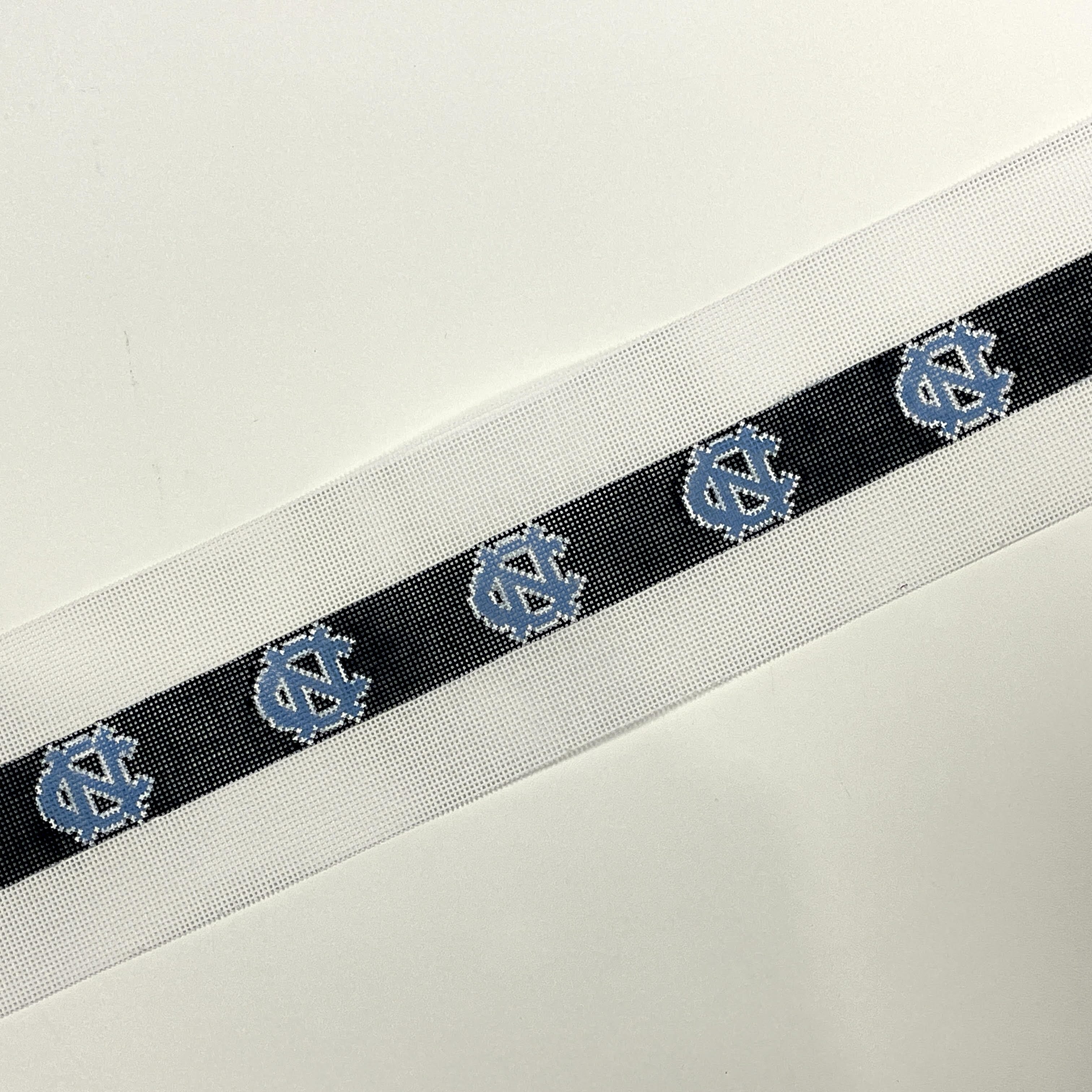 North Carolina Logo Belt on Navy   Short Painted Canvas Elm Tree Needlepoint 
