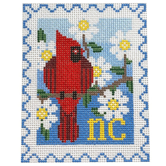 North Carolina State Stamp with Stitch Guide Painted Canvas Wipstitch Needleworks 