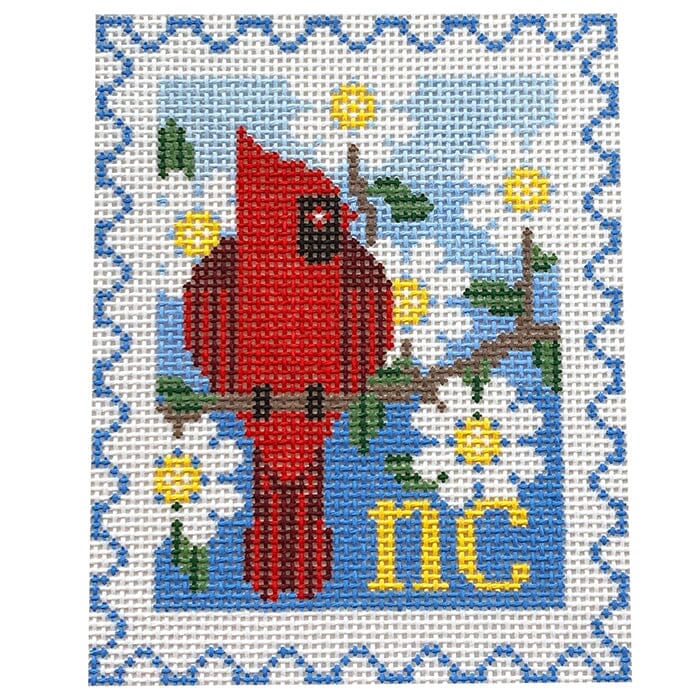 North Carolina State Stamp with Stitch Guide Painted Canvas Wipstitch Needleworks 
