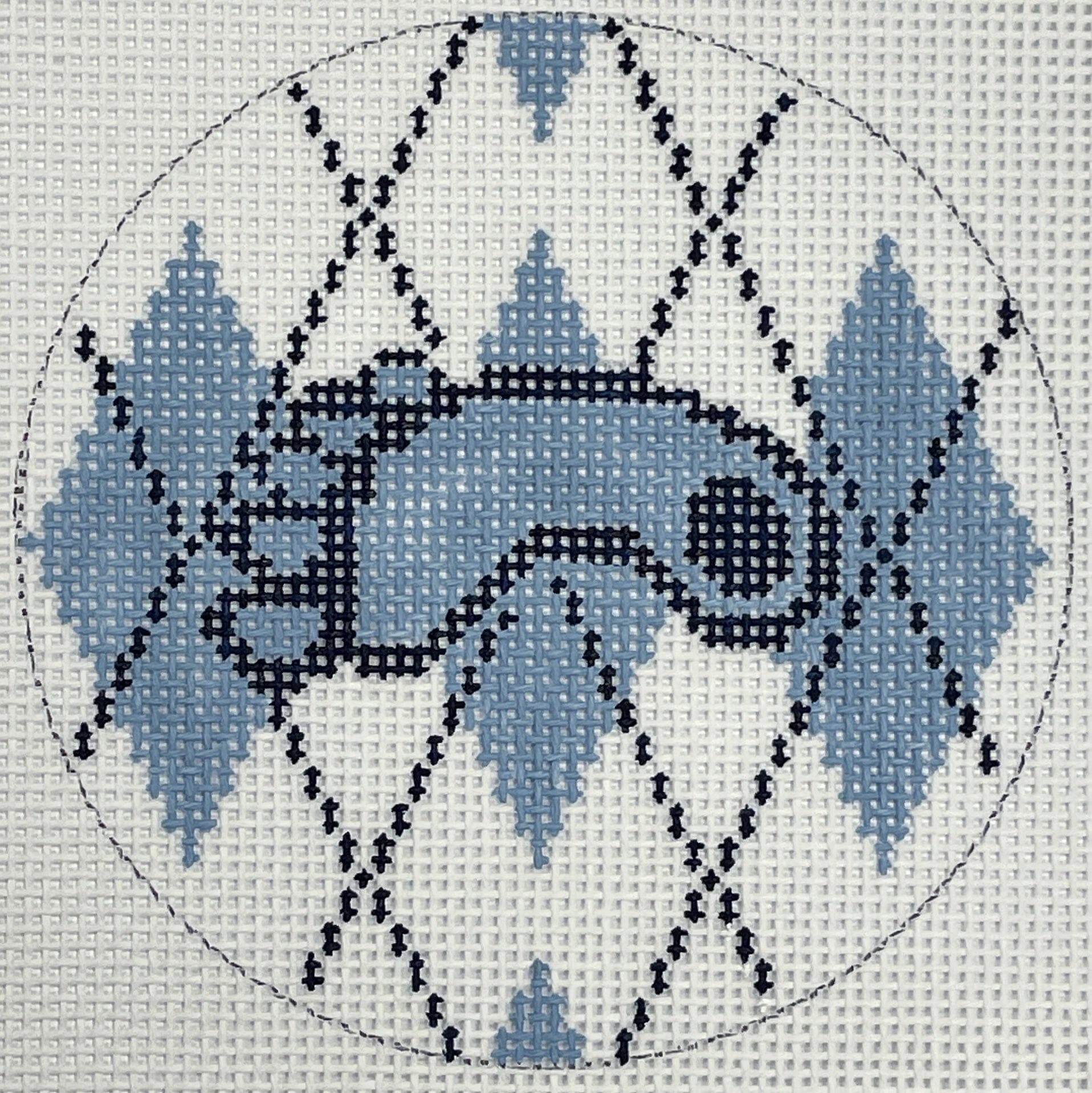 North Carolina Tar Heel Argyle Ornament Painted Canvas Elm Tree Needlepoint 
