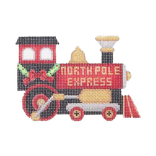 North Pole Express Ornament with Stitch Guide Painted Canvas Burnett & Bradley 