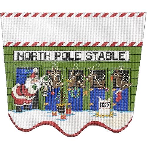 North Pole Stable Painted Canvas The Meredith Collection  - 1