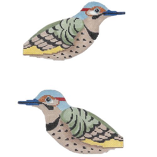 Northern Flicker Double Sided Clip On Painted Canvas Needlepoint.Com 
