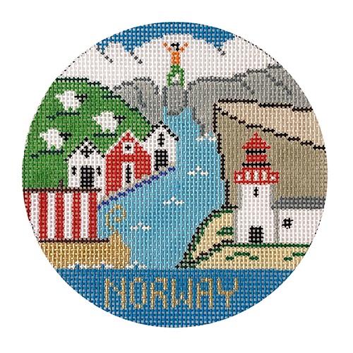 Norway Round Painted Canvas Doolittle Stitchery  - 1