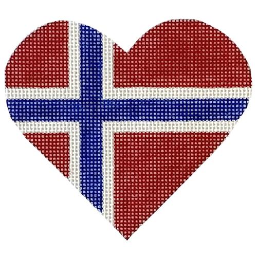 Norwegian Flag Heart Painted Canvas Pepperberry Designs 